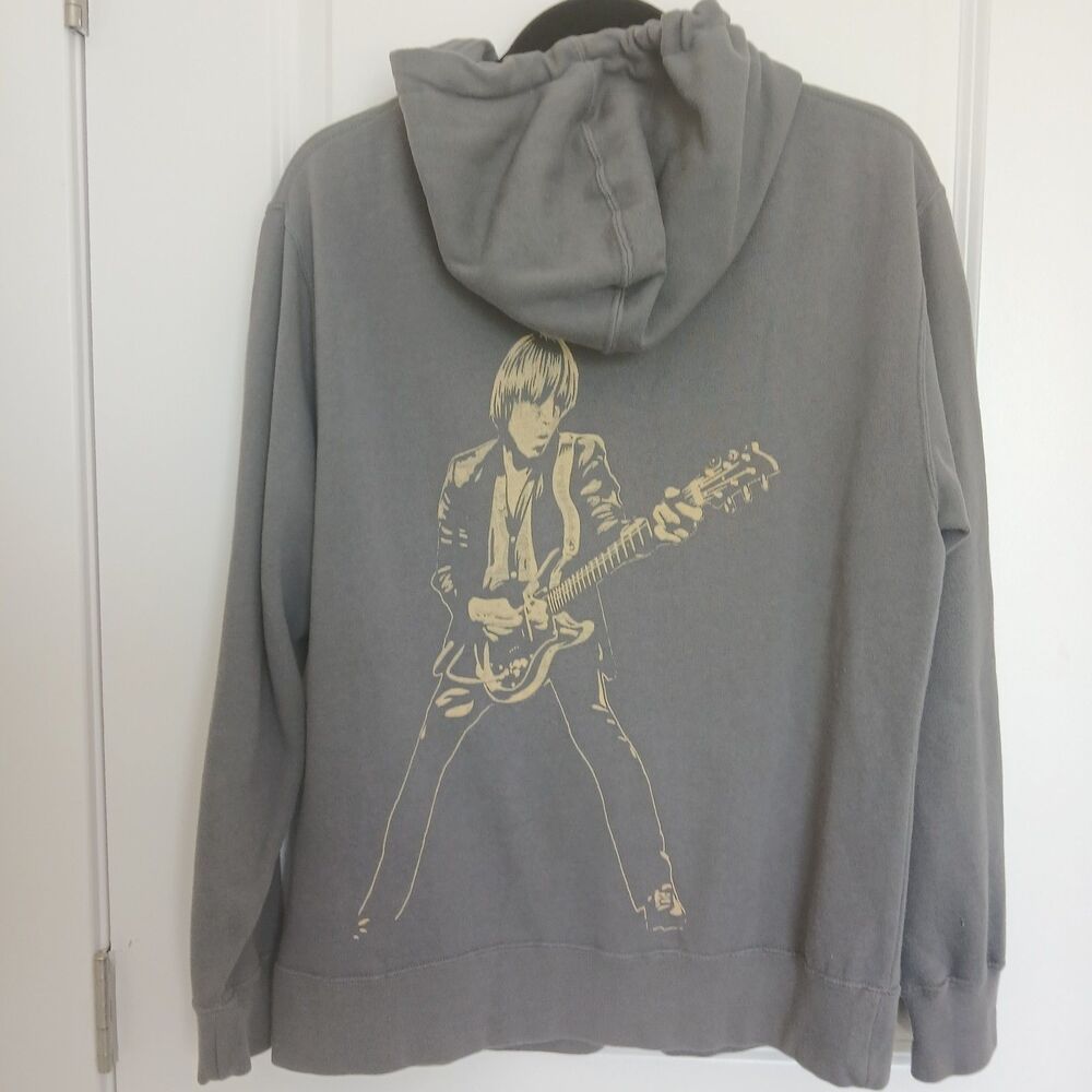 Tom Petty & The Heartbreakers 2010 Gray Zip Hoodie Sweatshirt Guitar Graphic
